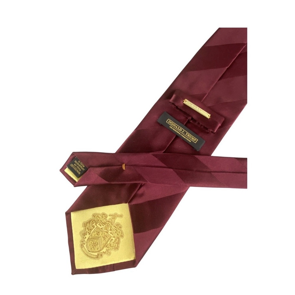 Donald J. Trump Mens Silk Tie Burgundy Red Striped Tone On Tone Signature 59x3.5